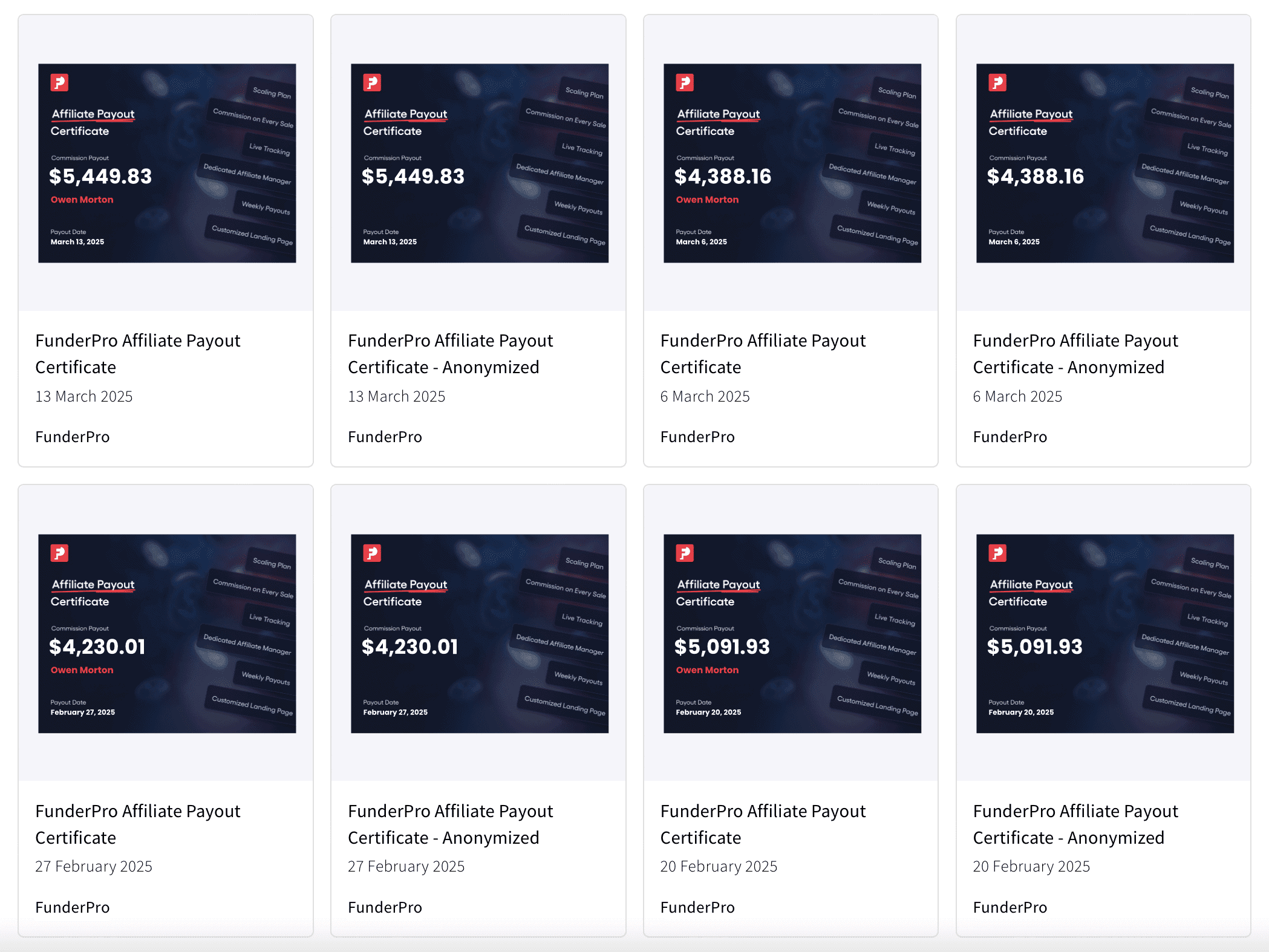affiliate marketing payout funderpro