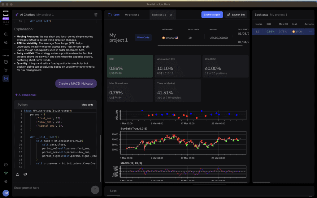 MACD Strategy created in TradeLocker