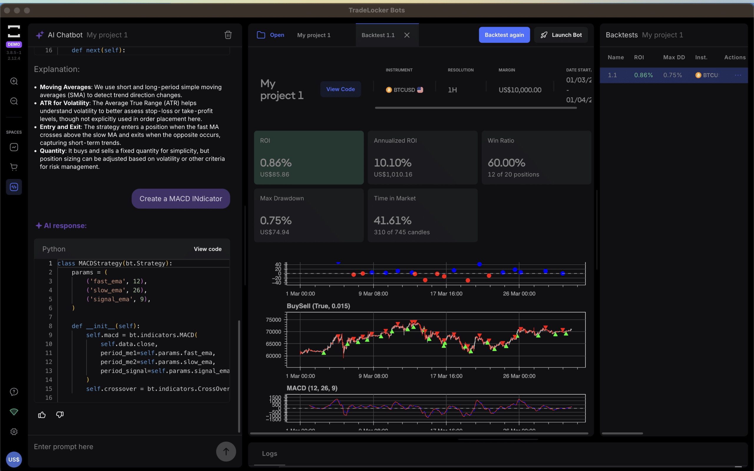 MACD Strategy created in TradeLocker